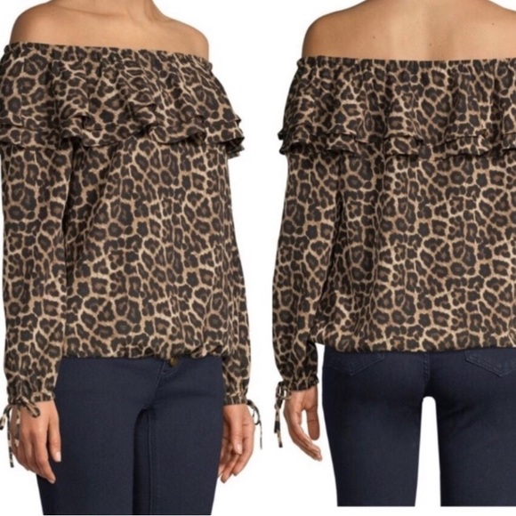 NWOT Michael Michael Kors leopard print ruffle top - Picture 5 of 5